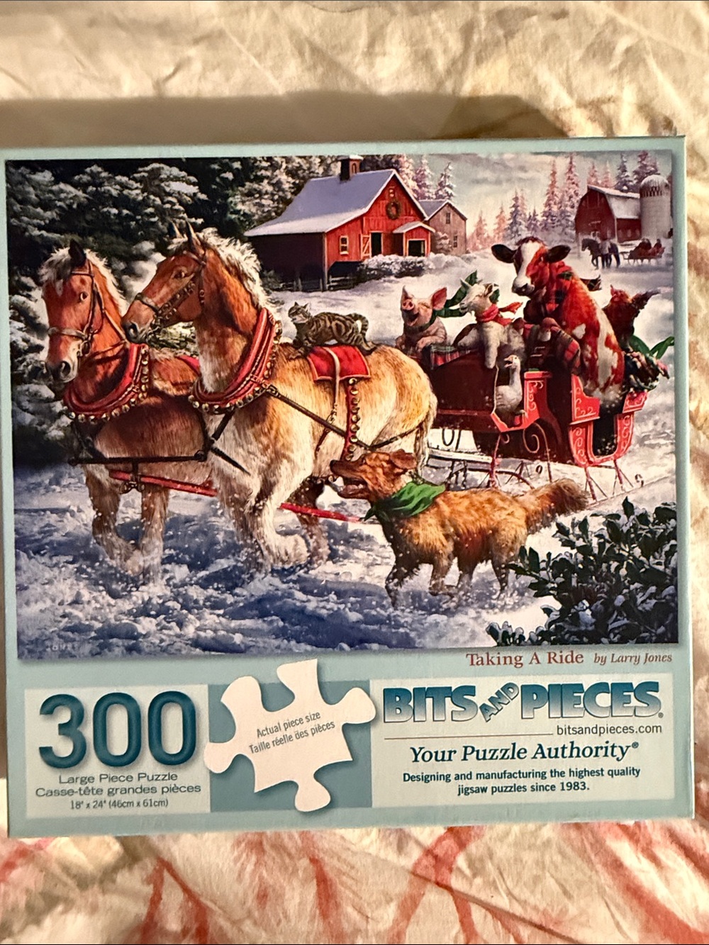 Bits and Pieces 300-Piece 'Taking A Ride' Jigsaw Puzzle - Red & White